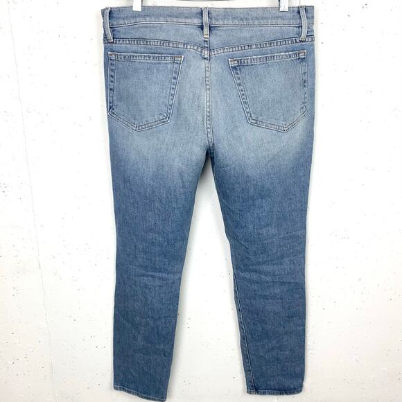 Frame Denim Womens Le Boy Distressed Jeans Shredded Holes Mclane Blue Size 31 - Picture 2 of 11